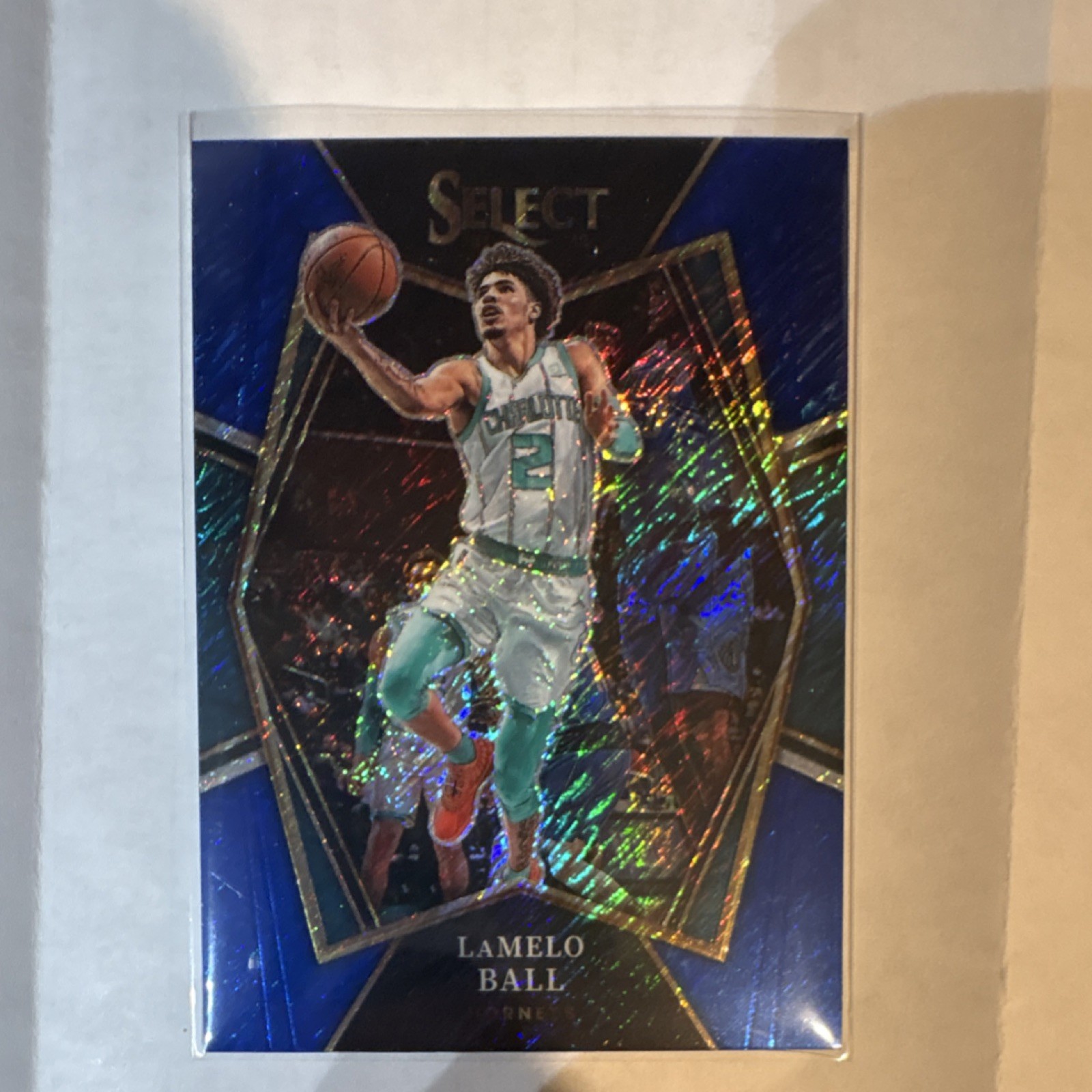 Panini 2021-22 Select LaMelo Ball Blue Shimmer Prizm Premier #185 Hornets