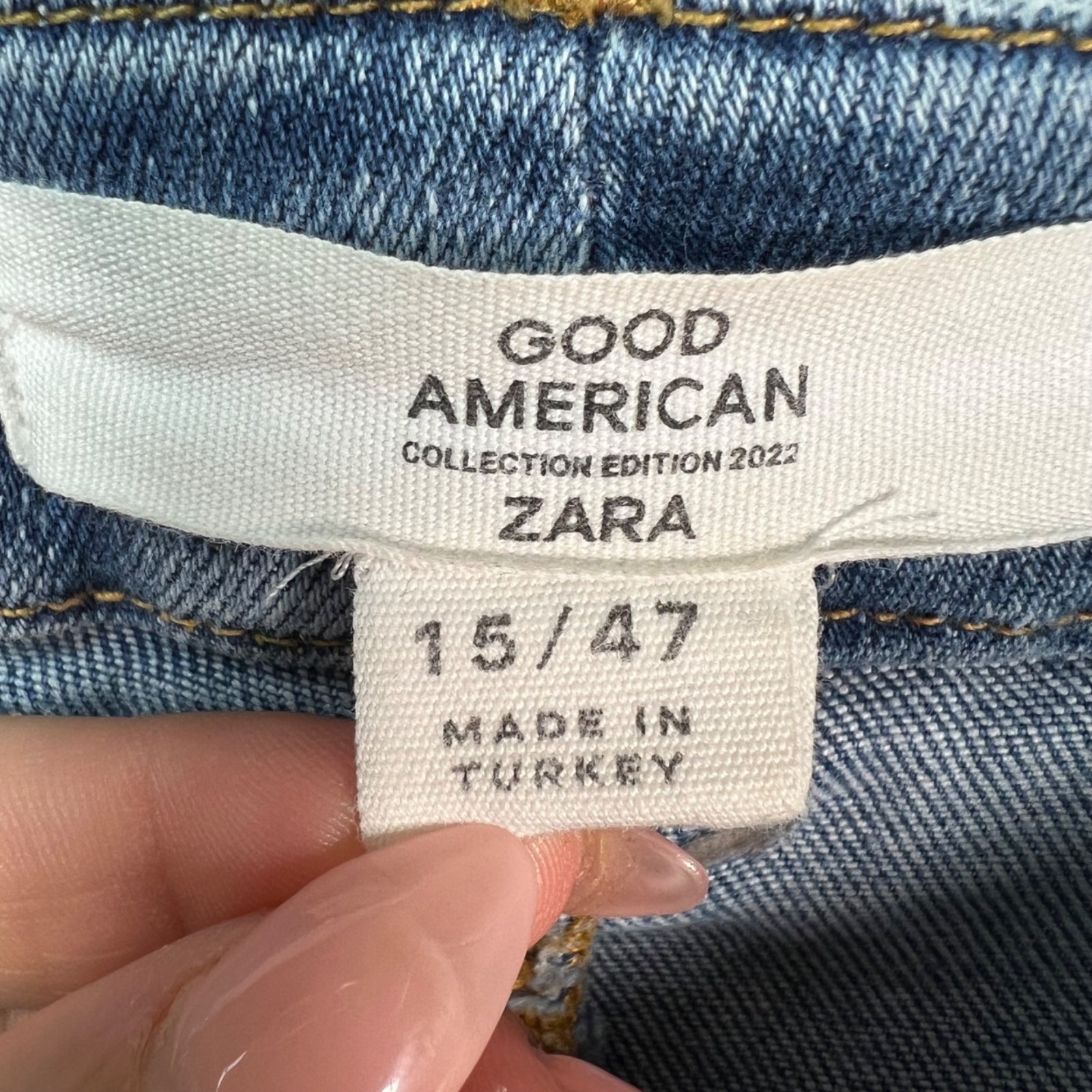 Good American x Zara Collection 2022 Blue Flare Denim Jeans Womens Size 15 / 47 thumbnail 3