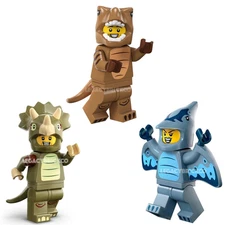 LEGO Dinosaur Costume Minifigures COL417, COL431, and COL457 Lot of 3 New