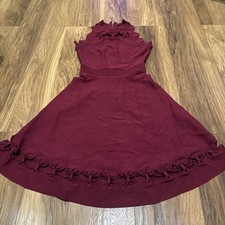 Ladies Ted Baker Dress Size 1 Uk Size 8 Burgundy Fit And Flare Smart Formal