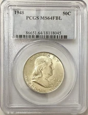 1948 P Franklin Half Dollar PCGS MS64FBL Full Bell Lines