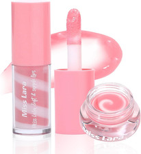 2PCS Lip Gloss Lip Balm Set Moisturizing Tinted Lip Plumper Long Lasting
