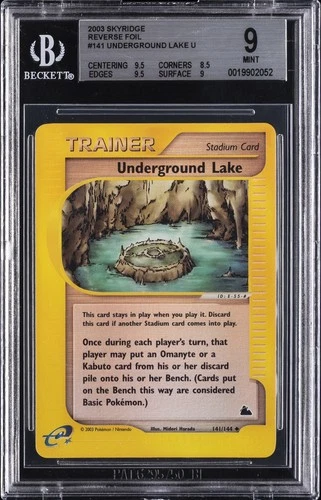2003 POKEMON SKYRIDGE #141 UNDERGROUND LAKE-REVERSE FOIL BGS 9