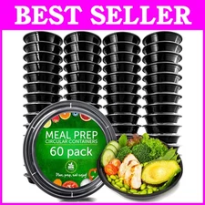 Convenient 60 Pack Reusable Lunch Bowls - Black