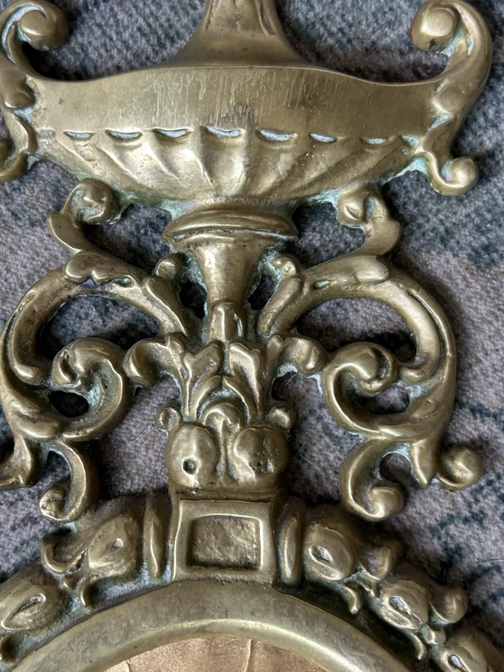 Aplique de pared de latón neoclásico vintage relieve de barco náutico | Portavelas años 40 Foto 4 de 4