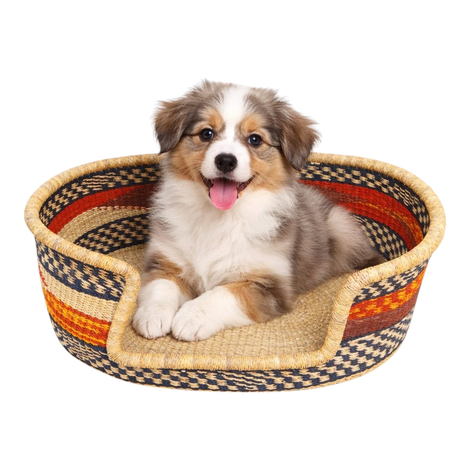Artisan Bolga Dog Bed | Handwoven Veta Vera Grass Basket | Eco-Friendly Pet Nest