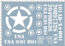 Detail Up 1/10 US Army 101 WILLYS Oznaczenia pojazdów wojskowych Naklejka wodna Biała