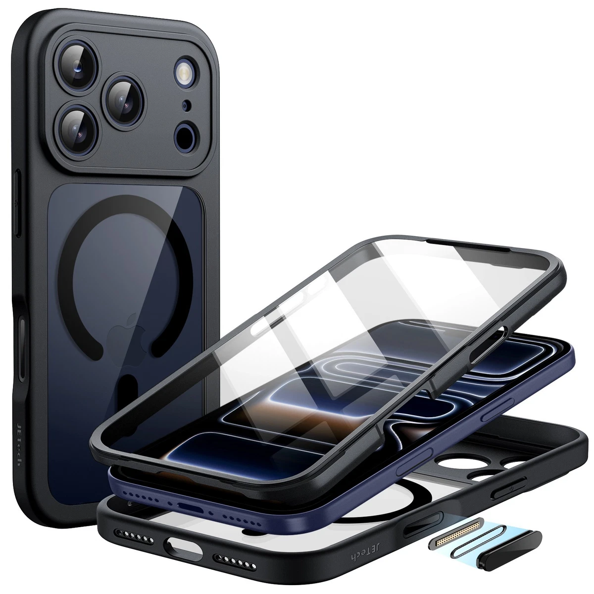 JETech Ultra Slank Case voor iPhone 15 Pro 6,1-Inch, Camera Lens Cover, Lichtgewicht Matte Afwerking PP Harde Hoesje, Ondersteuning Draadloos Opladen (Naturel Titanium