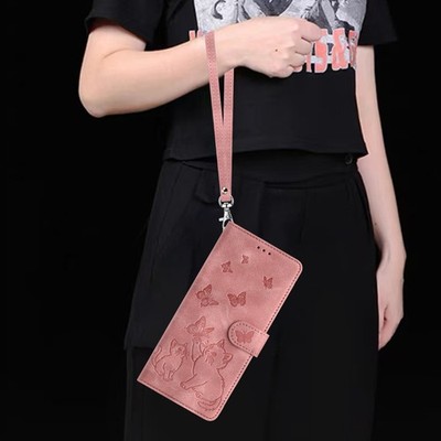 Cat Butterfly Wallet Phone Case for Xiaomi Redmi Note 15 14 11 12 A5 15C 14C K90
