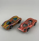 HOT WHEELS Redline 1969 Porsche 917 Lot of 2 USA and Hong Kong Orange Vintage