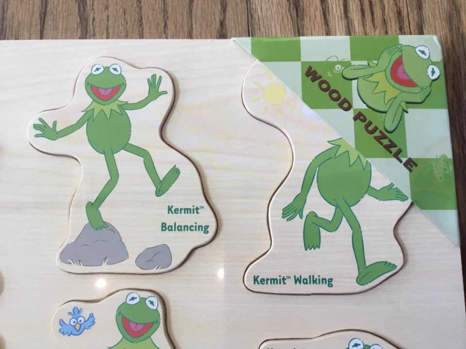 New KERMIT The FROG Jim Henson Wood Puzzel Preschool 6 piece Muppet 2003 Actvity - Image 3 of 4
