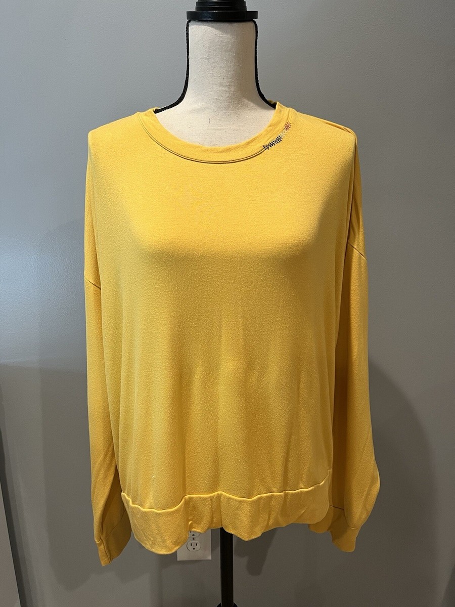 Candace Cameron Bure Yellow Lightweight Sweatshirt W/cute Accent