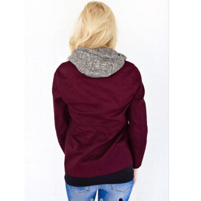 Love Tree Sz M Gorgeous Hooded Double Zip Burgundy/ Grey Utility