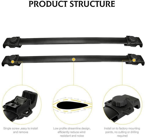 2Pcs Fit for 2007–2017 Jeep Patriot Aluminum Roof Rail Rack Cross Bars Crossbars - Picture 5 of 7