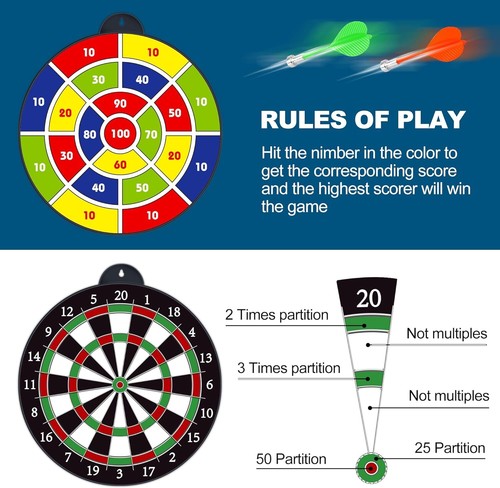 Magnetic Dart Board Set w/12 Darts - Fun Indoor Party Game for Kids Ages 5-12 - Picture 19 of 27