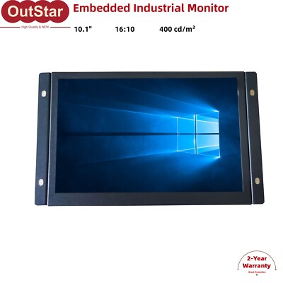 10.1'' Embedded Industrial Monitor Industrial Display Panel w/ VGA + HDMI Input #