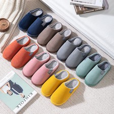 UK Ladies Slippers Mens Womens Warm Fur Lined Winter Warm Mules Shoes House Size