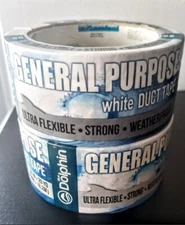 Blue Dolphin General Purpose White Duct Tape Lot of 2 20yd 60ft 1.88" Ultra Flex