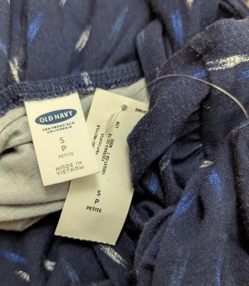 Vestido envolvente Old Navy talla SP tejido azul estampado diseño mangas largas elástico 0764 Foto 4 de 4