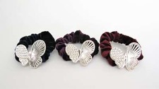 Butterfly blue purple maroon hair tie pony tail holder scrunchie with crystals