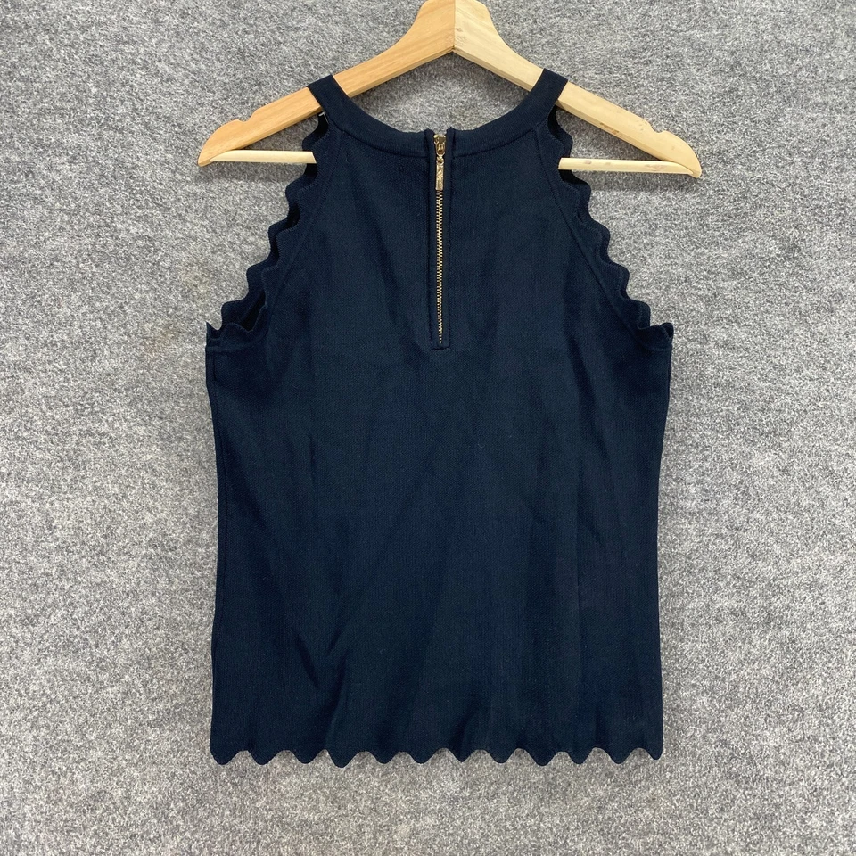 Blusa Eliza J Mujer M Mediana Negra Cremallera Sin Mangas Cuello Redondo Rayón Informal Foto 2 de 4