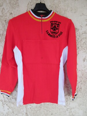 Maillot Cyclisme Laine Vintage France Années 70 – Manches Longues, Taille M/L, Zip