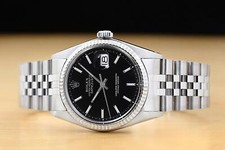 ROLEX MENS DATEJUST 1601 BLACK 18K WHITE GOLD STAINLESS STEEL JUBILEE WATCH 3