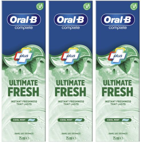 3 x Oral-B Plus Ultimate Fresh Toothpaste Cool Mint Long Lasting Freshness 75 ml - Picture 1 of 6