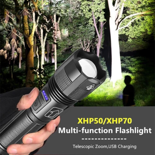 Flashlight 4 Core Led Light Aluminum Alloy XHP50 Tactical Hunting Torch US - Picture 1 of 9