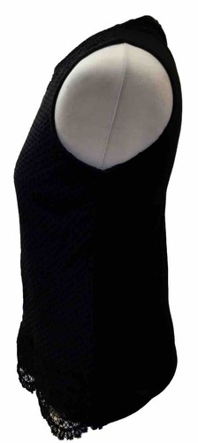 DOROTHY PERKINS Black Sleeveless Part Crochet Blouse U.K. 12 FREE POSTAGE - Picture 2 of 5