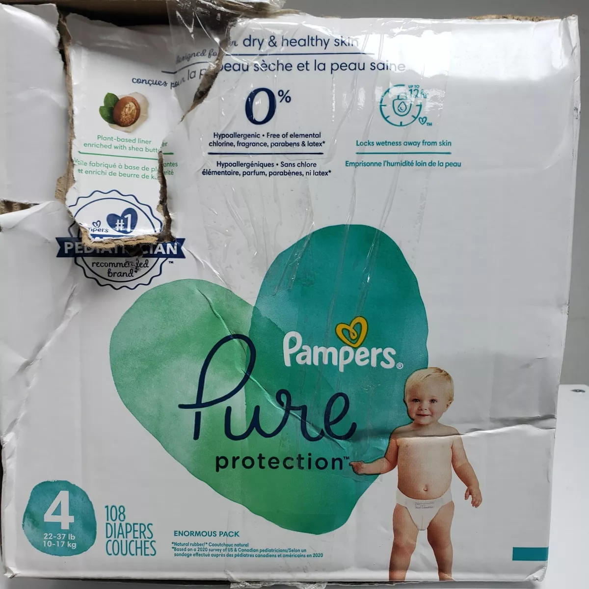 Diapers Size 6, 108 Count - Pampers Pure Protection Hypoallergenic  Disposable Baby Diapers for Sensitive Skin, Fragrance Free, ONE Month  Supply (Packaging May Vary) 