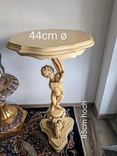 Stil Säulentisch Holzschnitzerei, elfenbeinfarben/creme handgefertigt in Italien