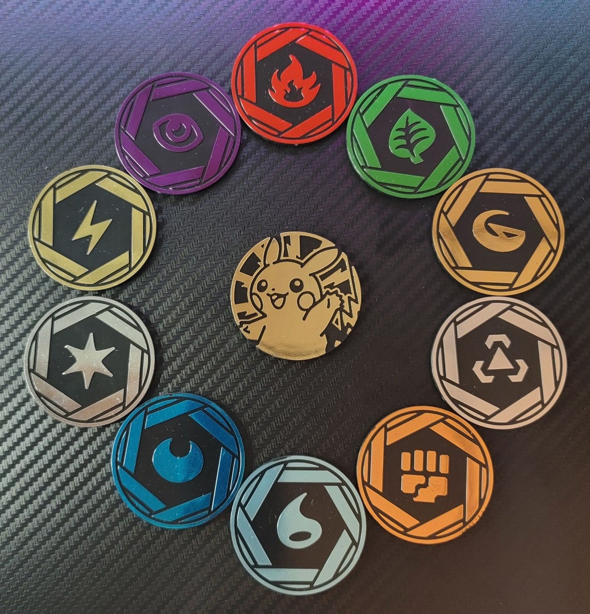 Official Pokemon 151 Mini-Tin Jumbo Energy Coins Complete Set +