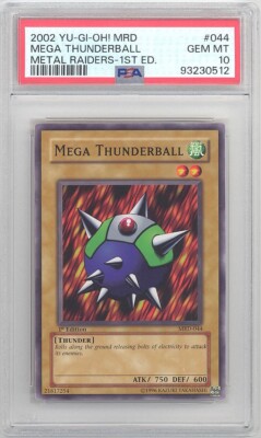 PSA 10 - Yu-Gi-Oh Card - MRD-044 - MEGA THUNDERBALL (c) *1st Edition* - GEM  MINT