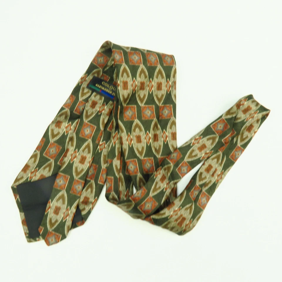 Alexander Julian Colours Mens Geometric Tribal Shields Brown Green 56"x3.75" - Image 3 of 4