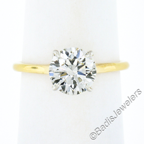 New 18K Gold & Platinum GIA 1.51ct IDEAL Round Diamond Solitaire Engagement Ring - Picture 1 of 10