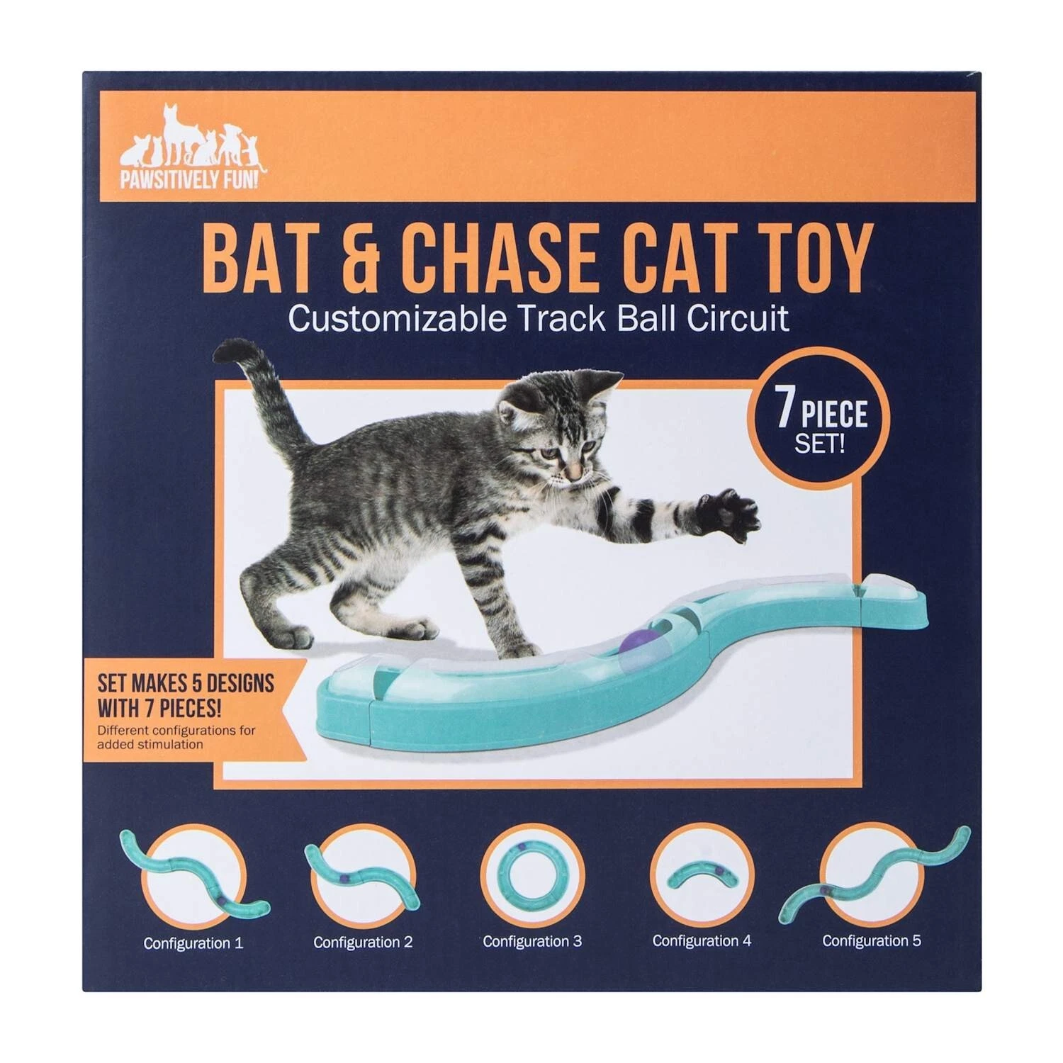 Bat & Chase Great Cat Fun Play Toy Awesome Set 7-Pieces Design