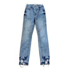Good American Good Legs High Rise Distressed Indigo321 Blue Jeans Sz 00/24