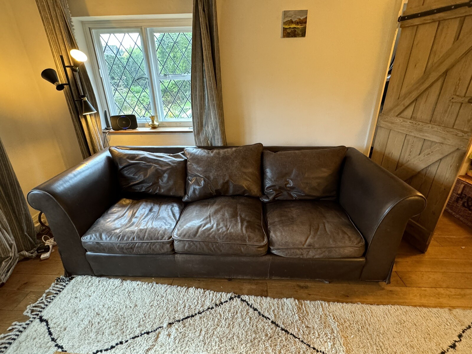 Pair of brown leather sofas eBay