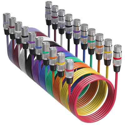 10 Color XLR Cable Multicolor XLR Male to Female 15ft Audio Cables 10 Pack