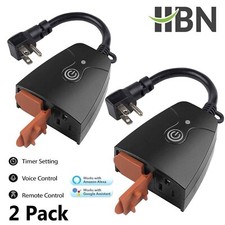 HBN 2Pcs Smart WiFi Outdoor Plug Heavy Duty Timer Work with Alexa  Google Home
