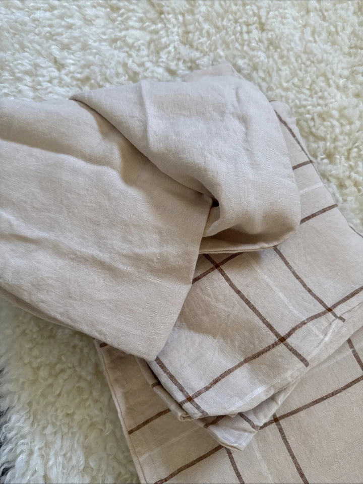 West Elm Heather Taylor Home Open Plaid European Flax Linen Duvet Twin/standard - Image 3 of 4