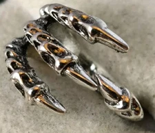 Rare Vintage Jewelery metal size 7 Ring Signet Biker claws Paw