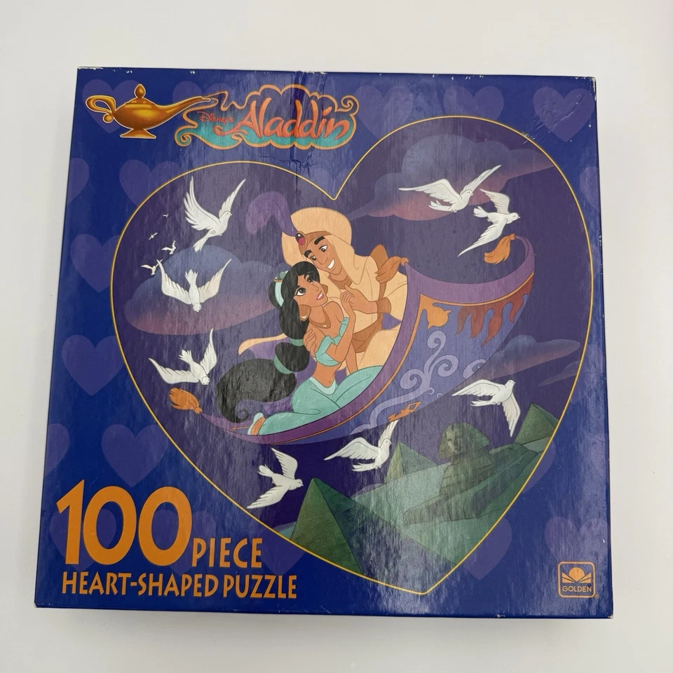 Rompecabezas Bestia Bella Bella de Disney dorado de colección Bella Aladdin en forma de corazón 100 piezas juguete Foto 3 de 4