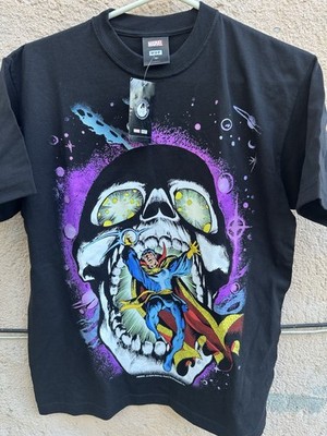 HUF X Marvel Graphic T-Shirt Mens S Dr. Strange Skull AOP Avengers Skate RARE