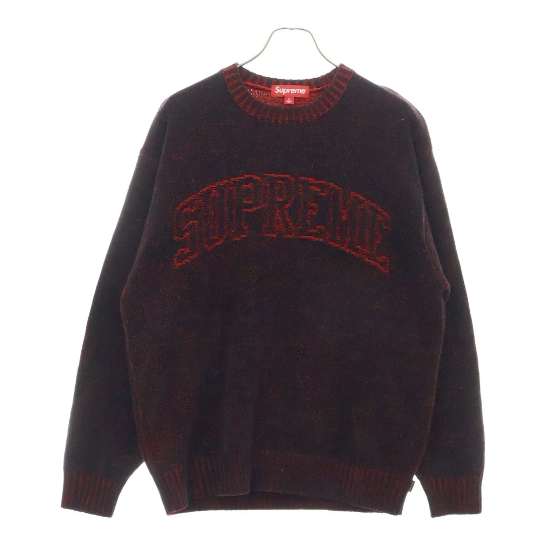 Pull arc contrasté SUPREME 24SS logo arche col rond manches longues tricot rouge occasion