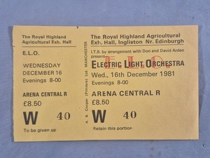 December 12-16-81 1981 ELO Electric Light Orchestra Ticket Stub Edinburgh