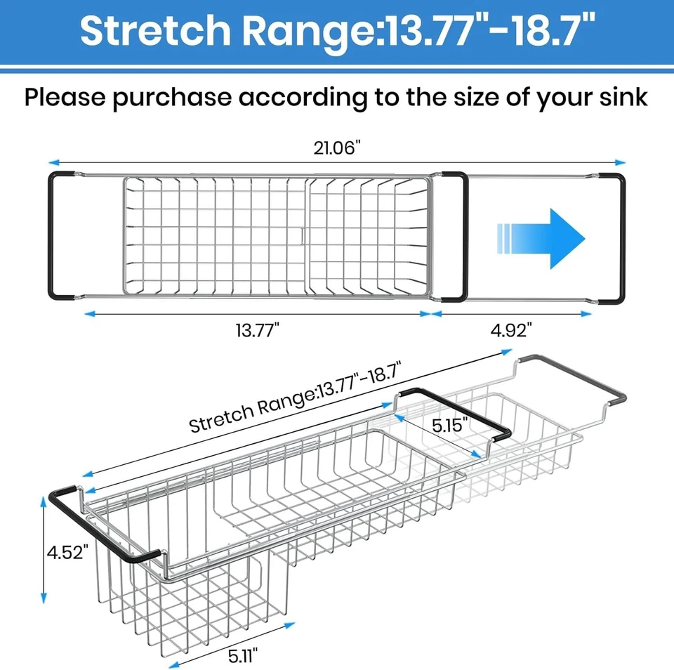 304 Stainless Steel Expandable Sink Caddy Organizer - Adjustable & Sturdy " - Image 4 of 4