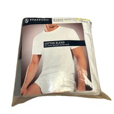 Stafford Essentials Men  s Crew Neck T-Shirt 4 Pack White Medium Cotton Blend