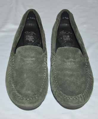 EUC Ara High Soft Green Suede Leather Loafer Moccasin Shoes Mens 6.5
